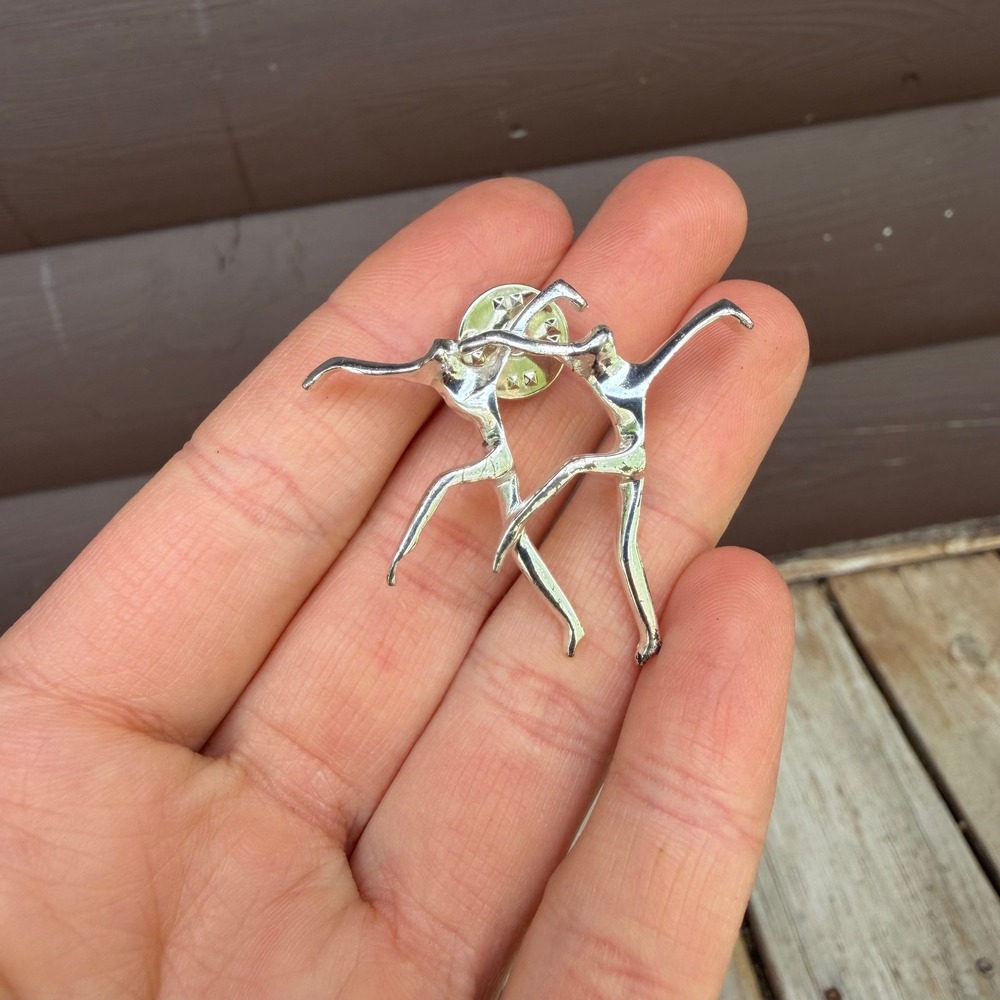 Vtg Norma Jean Signed Silvertone Modern Dancers Pin Brooch Abstract Ballet